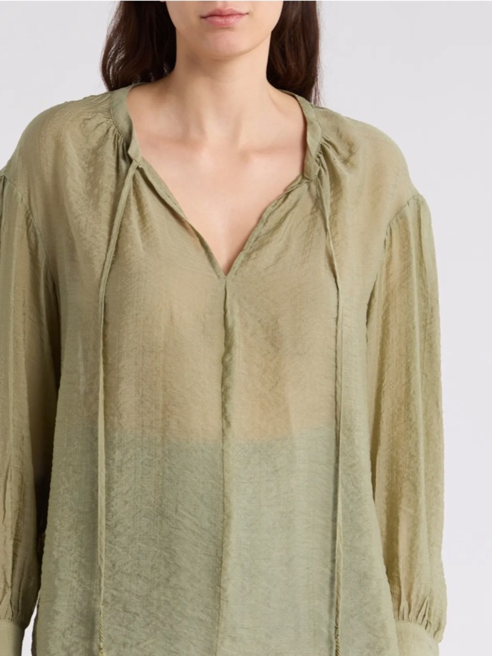 Vince Camuto Long Sleeve Woven Top size X-Small -olive green